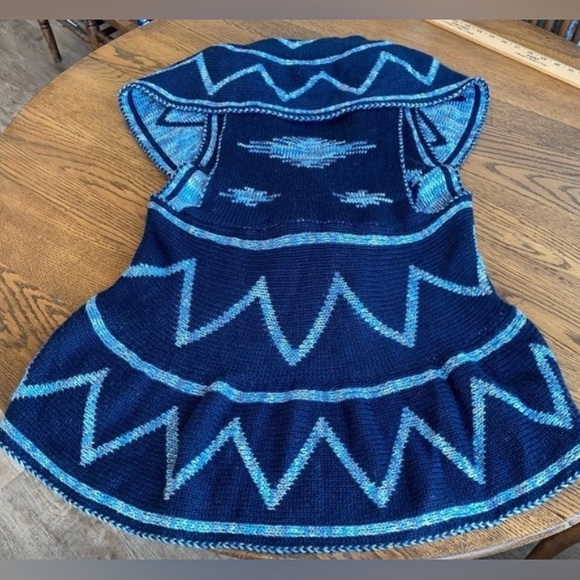 NEW DIRECTION Duster Aztec Ruffle Open Wrap Acrylic Sweater Cardigan Womens OSFM - Picture 4 of 7